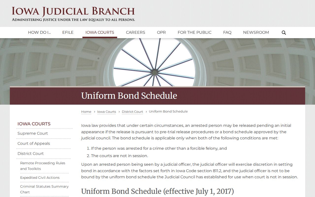 Muscatine County arrest warrant bond schedule source