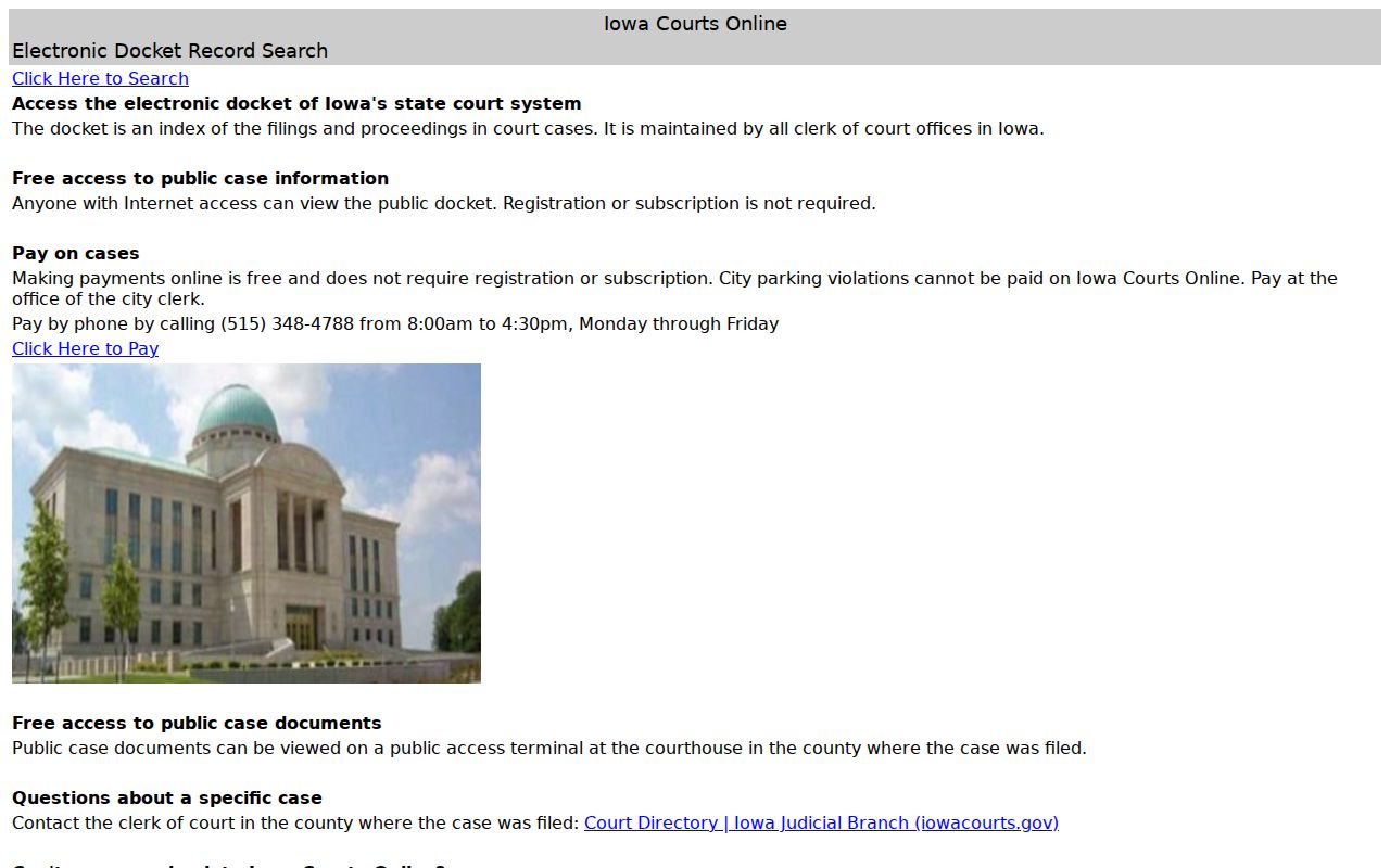 Muscatine County warrant search through Iowa Courts Online